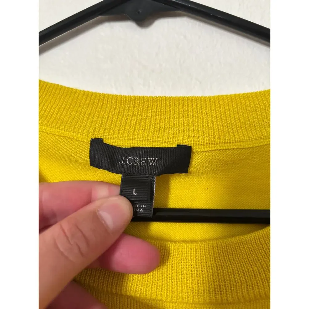 J.Crew Merino Wool Sweater Women’s Large Bright Yellow Crewneck
